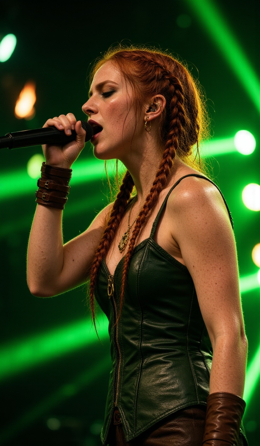 Aoife Kane side profile singing close to microphone